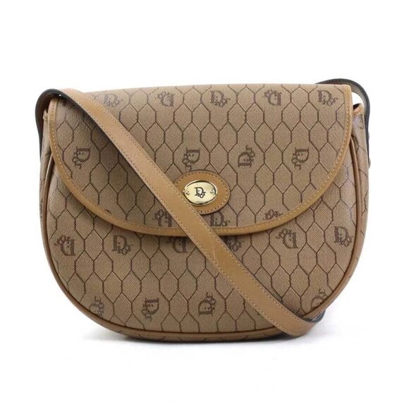 Auth Christian Dior Shoulder Bag Light Brown Leather - Picture 1 of 13